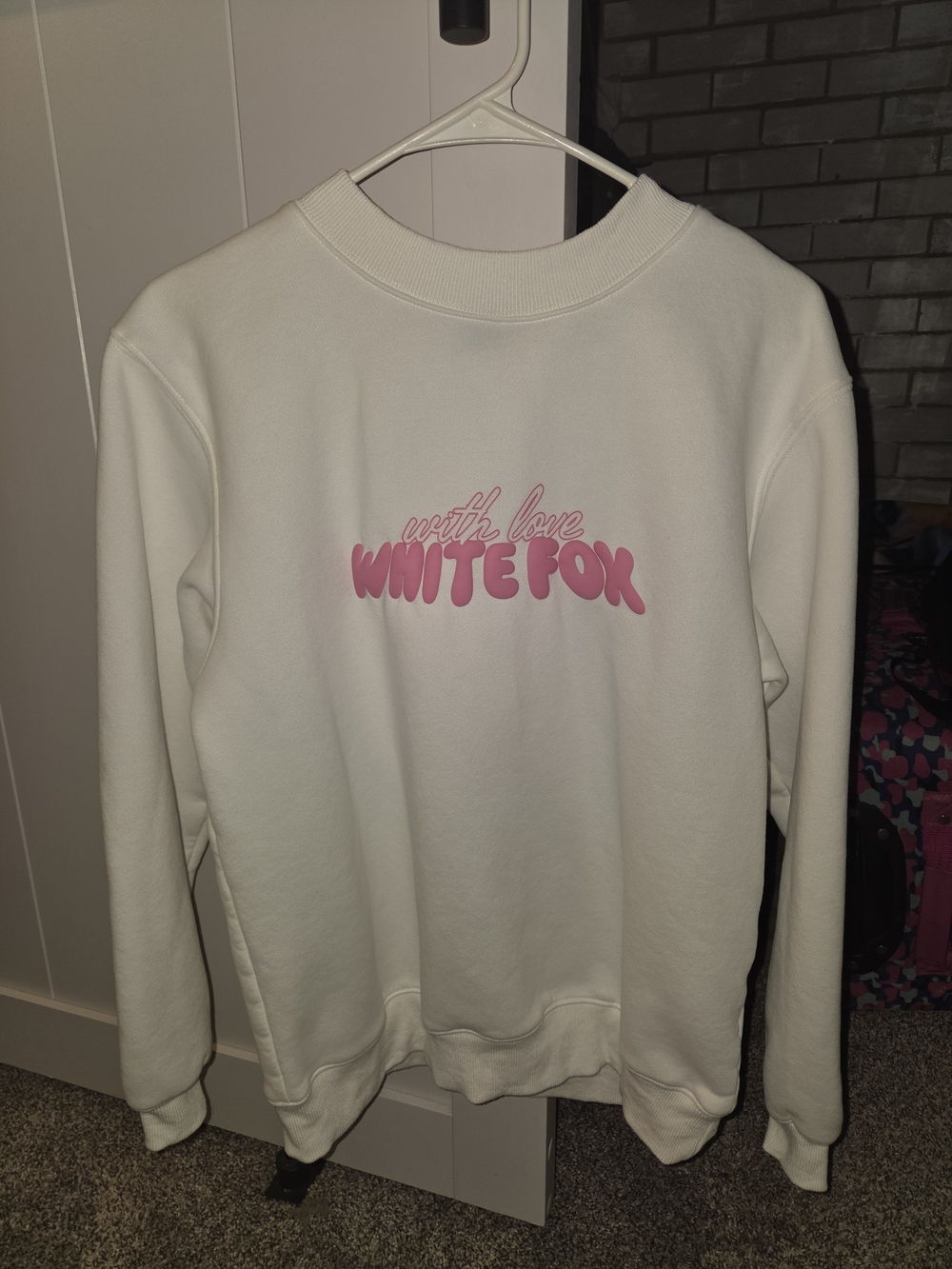 White Fox Graphic Sweatshirt White & Pink Size XS/S